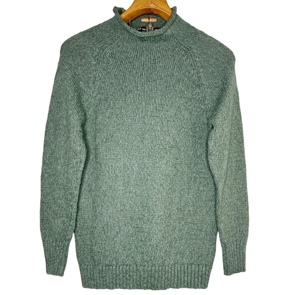 L.L. BEAN Vintage Rollneck Birdseye Sage Green Sweater Sz: S